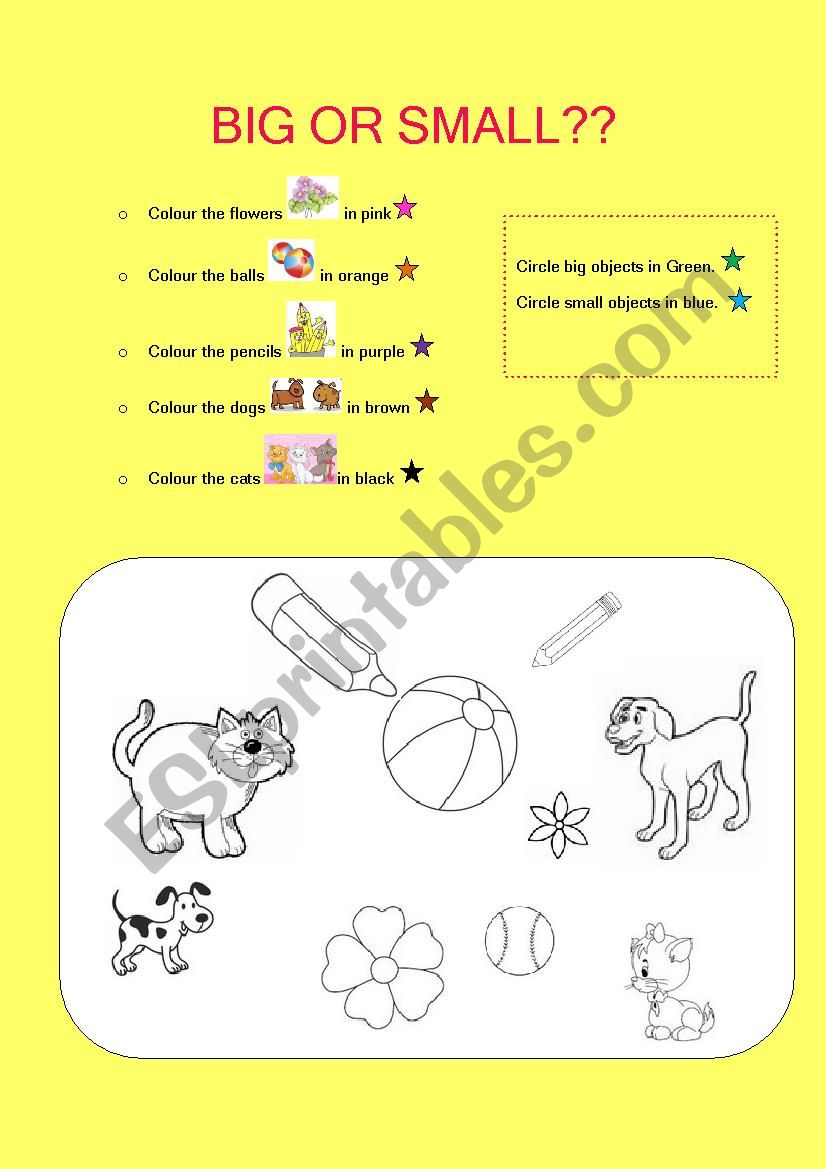 Big or small worksheet