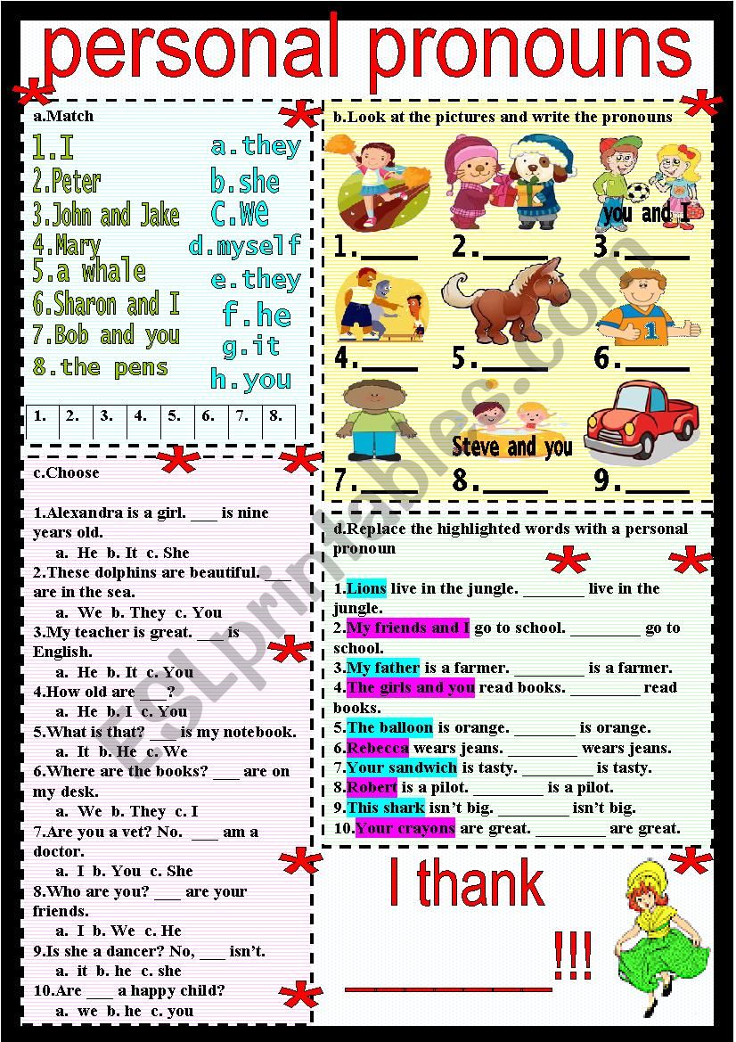 personal pronouns worksheet