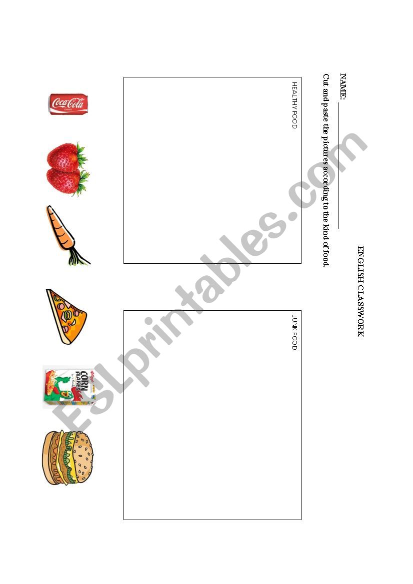 KIND OF FOOD worksheet