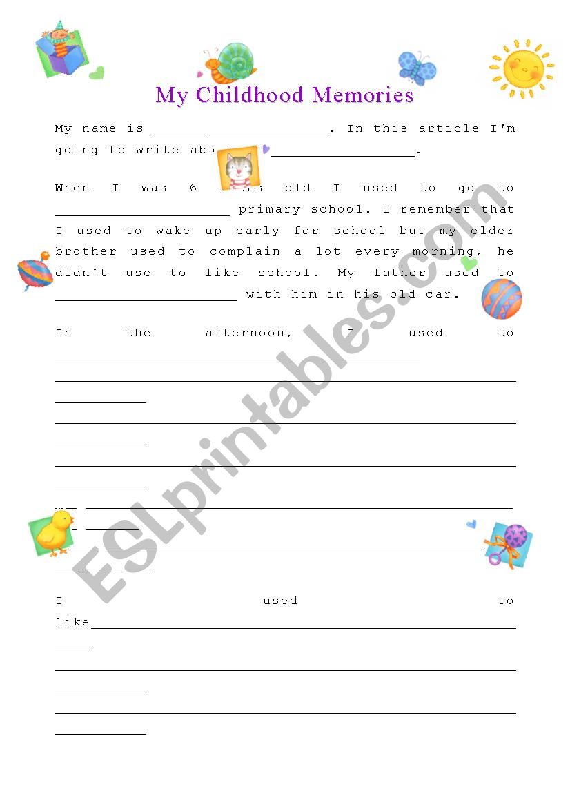 childhood memory worksheet