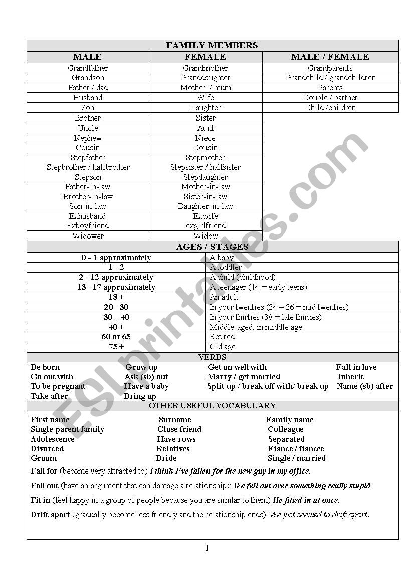vocabulary about family esl worksheet by gemetapizpireta