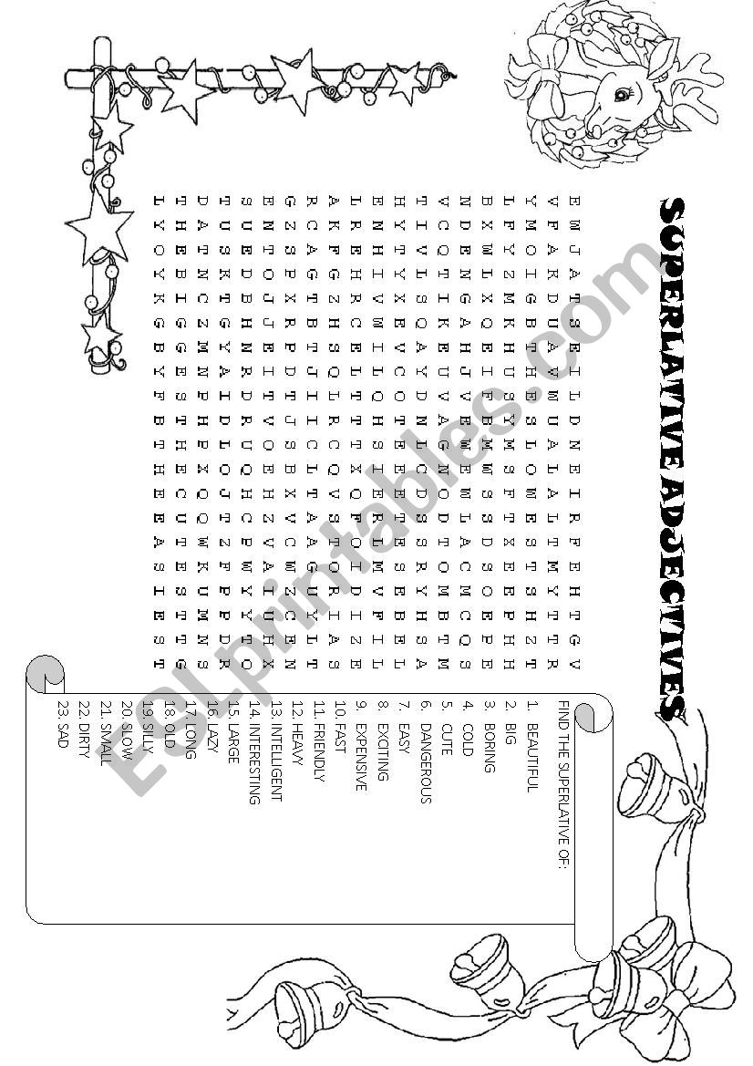 COMPARATIVE AND SUPERLATIVE WORDSEARCH