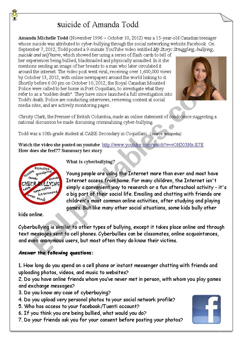 Cyberbullying - Reflection on the suicide of Amanda Todd