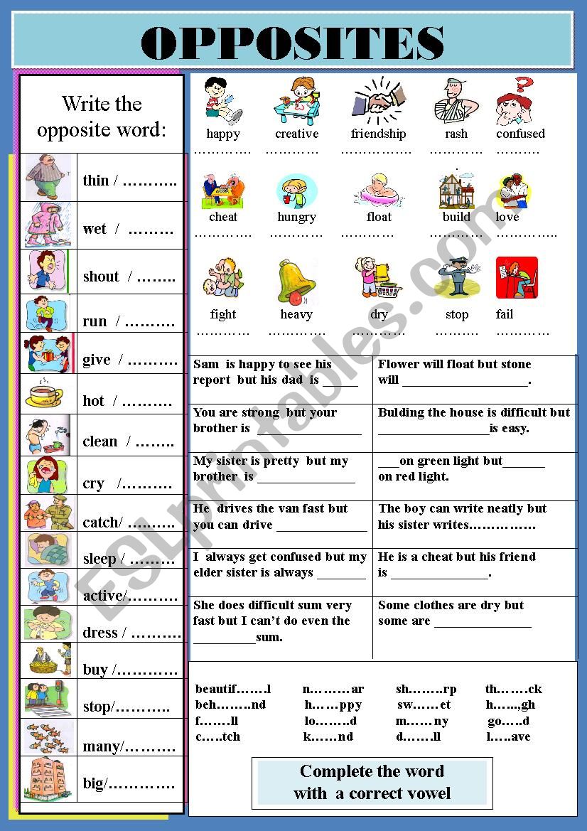 opposites part1 worksheet