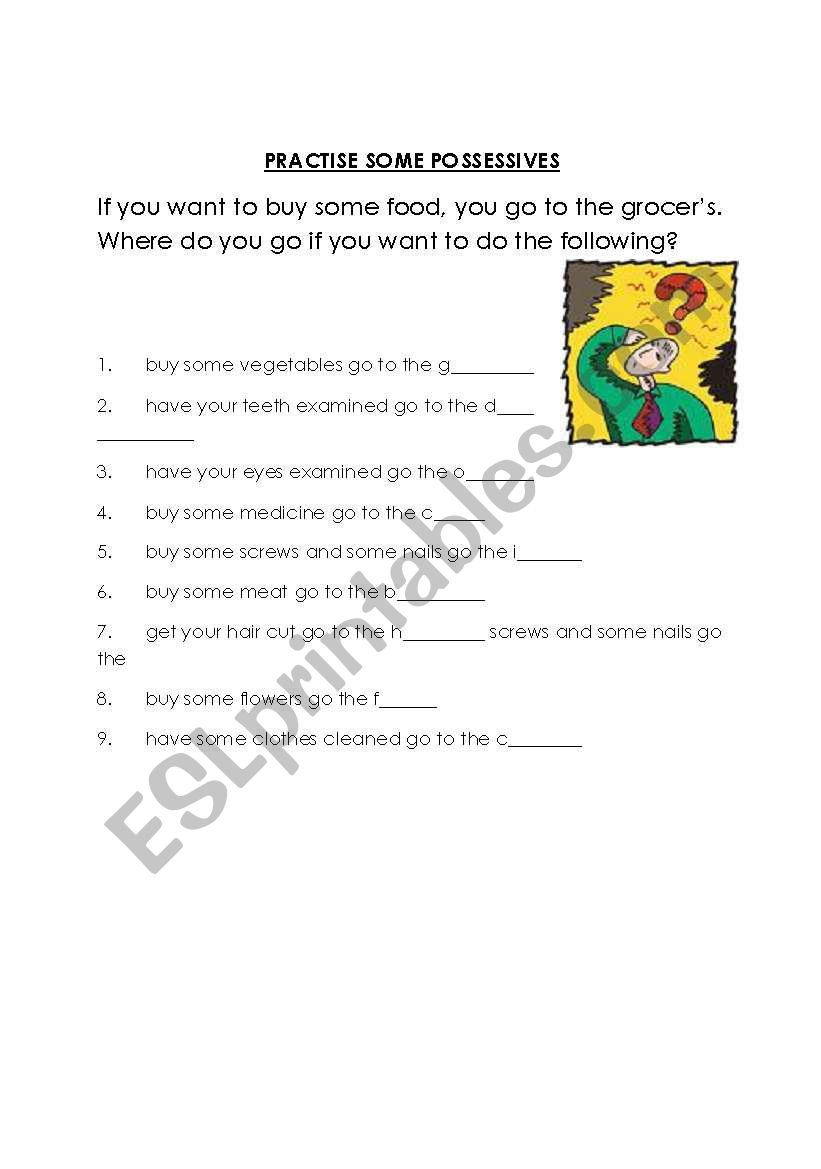 Teach Possessives worksheet