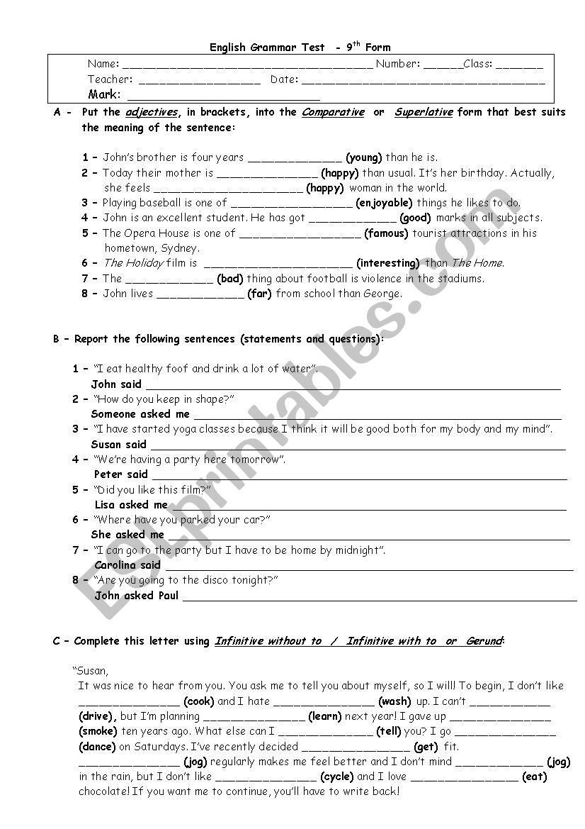 grammar worksheet