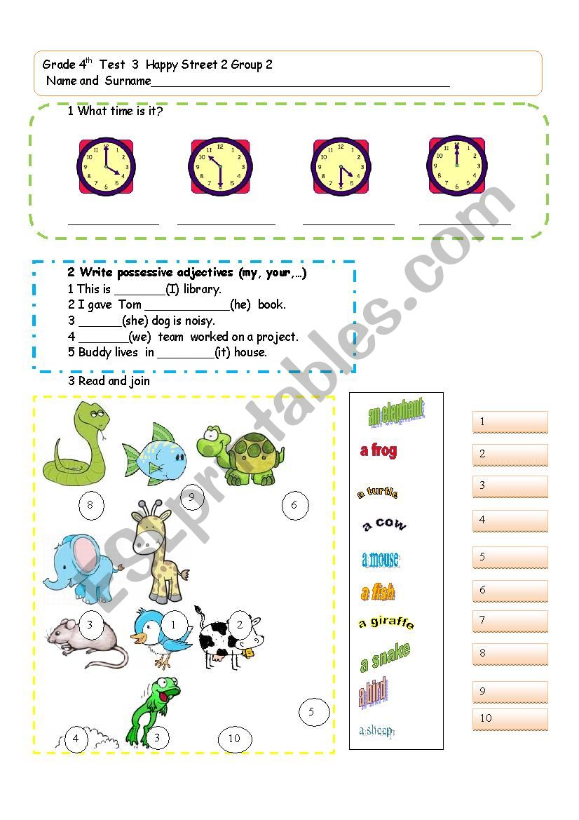 Revision test for elementary students Group  two