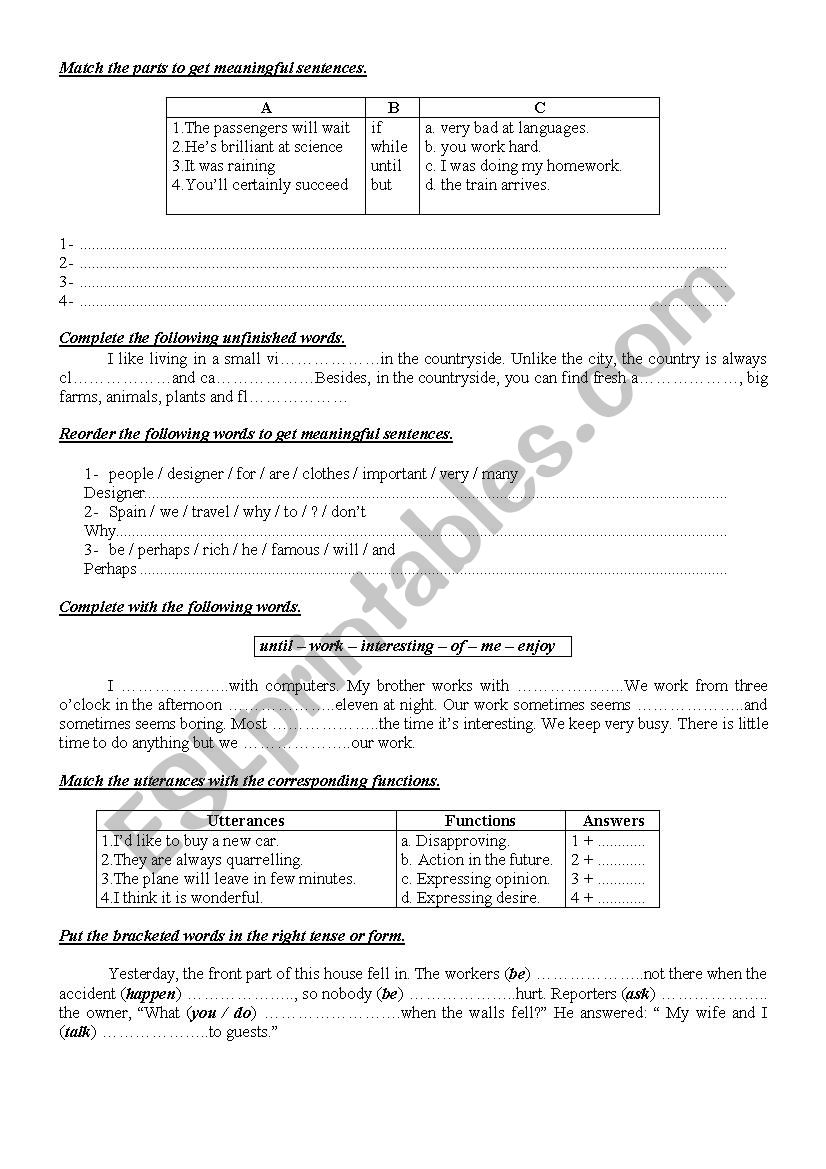 9th Form Worksheet 26 worksheet