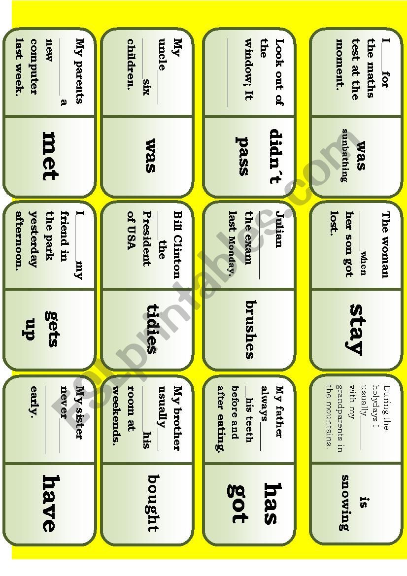 Spanish Verb Games: Conjugation Dominoes - Spanish Playground