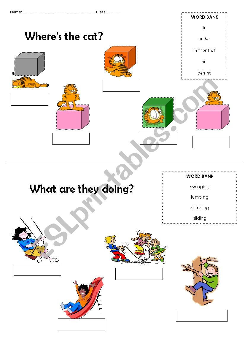 preposition and playground worksheet