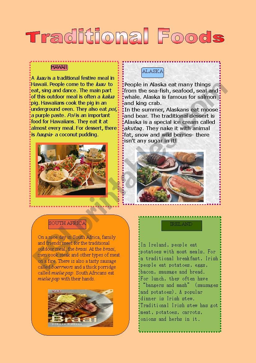 Traditional Foods worksheet