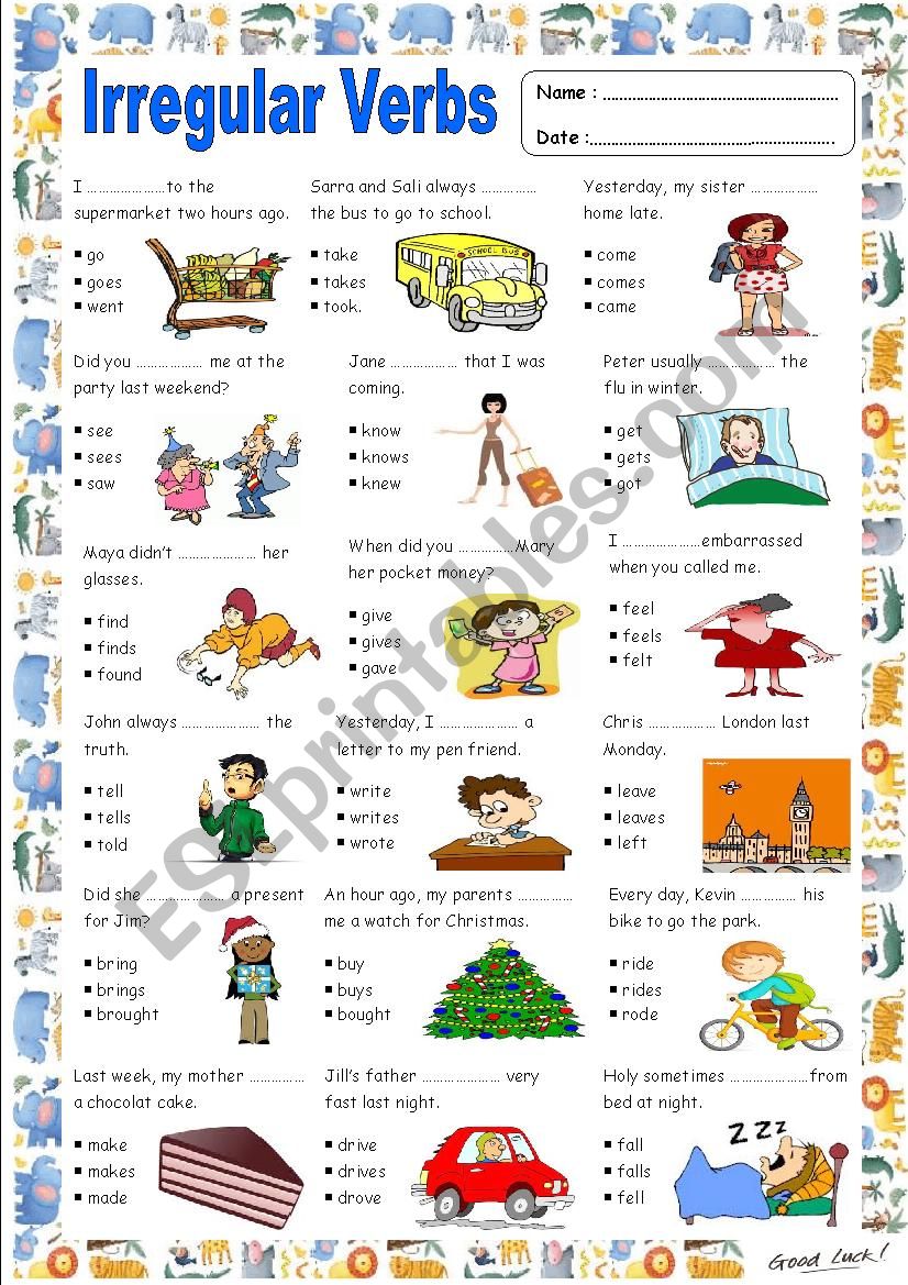 IRREGULAR VERBS  worksheet