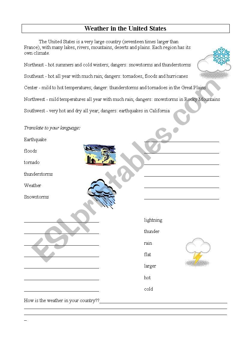 Weather worksheet