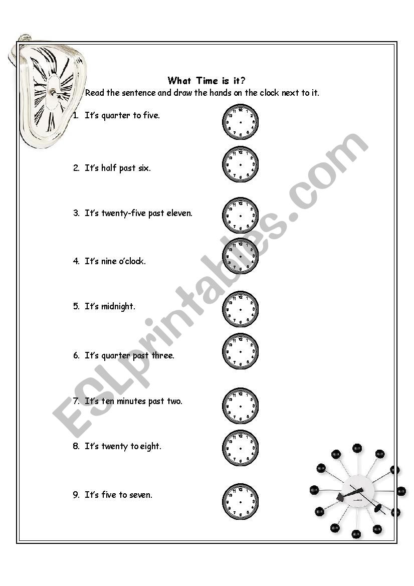 What time is it? worksheet