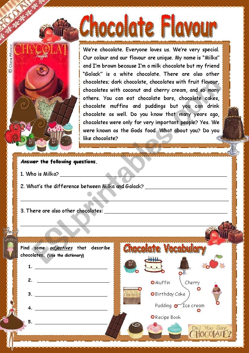 chocolate worksheet