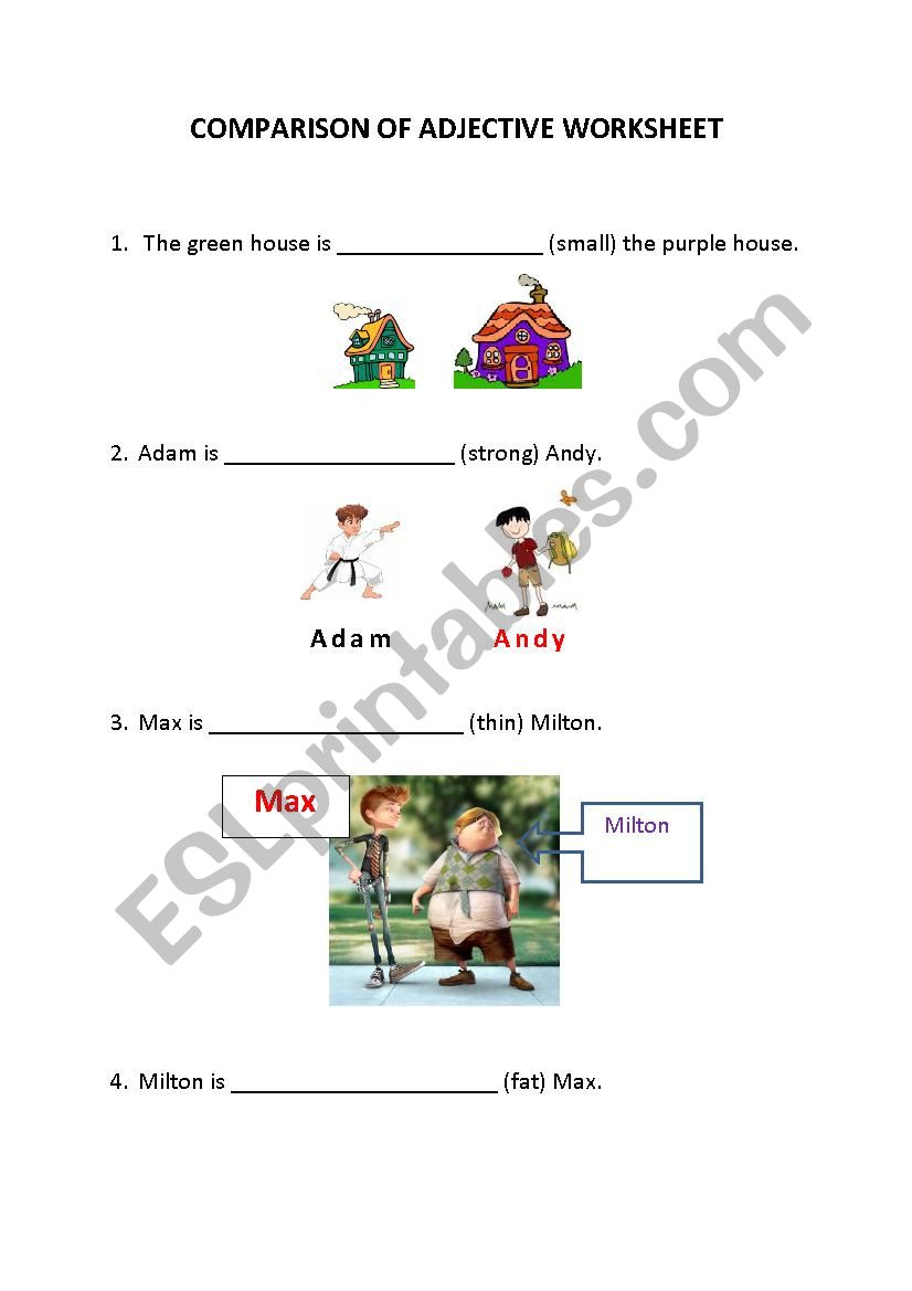 adjective exercise worksheet