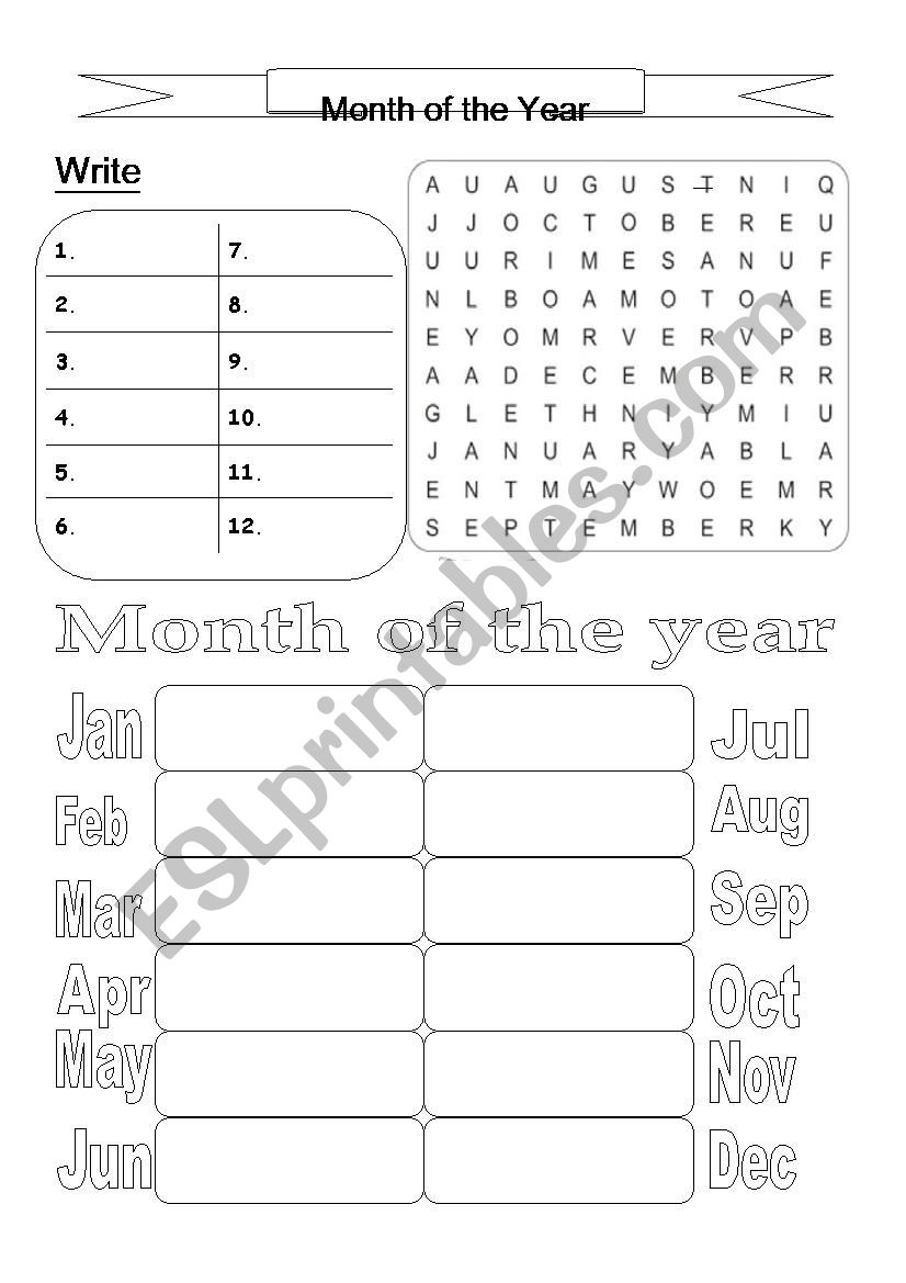 Month worksheet