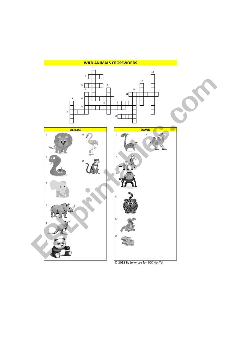 Wild Animal Crossword worksheet