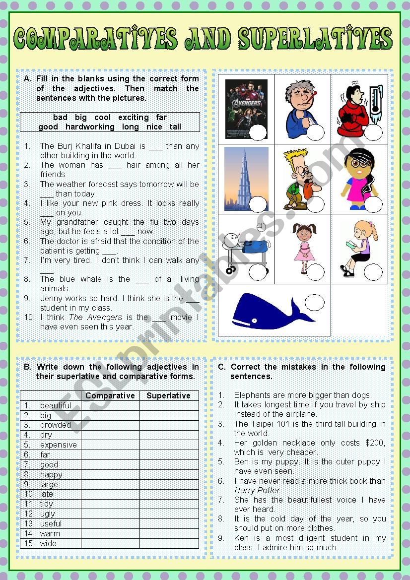 Comparatives and Superlatives worksheet