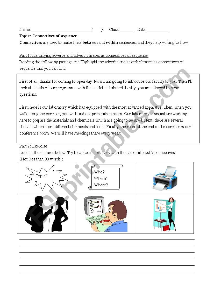 Connectives of sequence worksheet