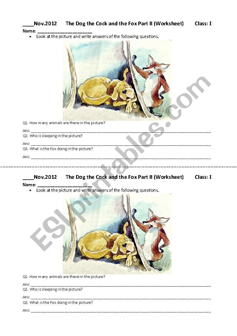 Picture Descrption worksheet