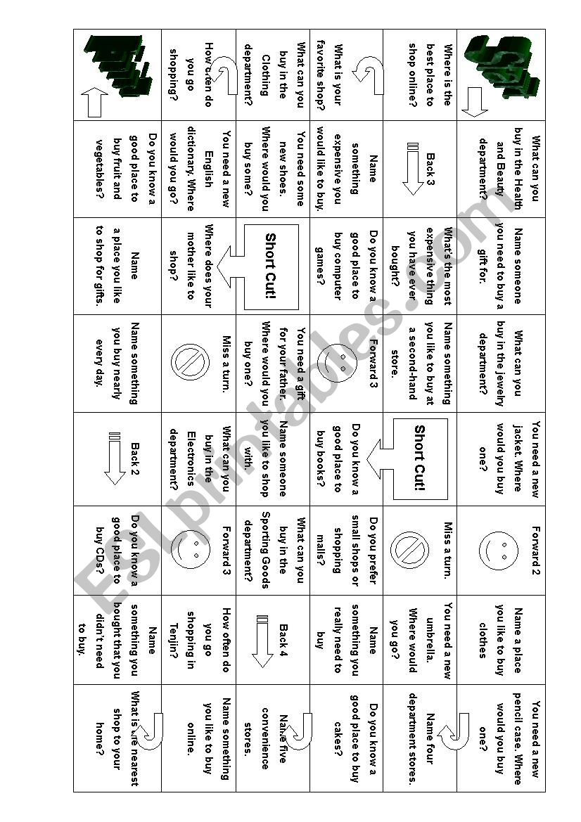 Shopping game worksheet