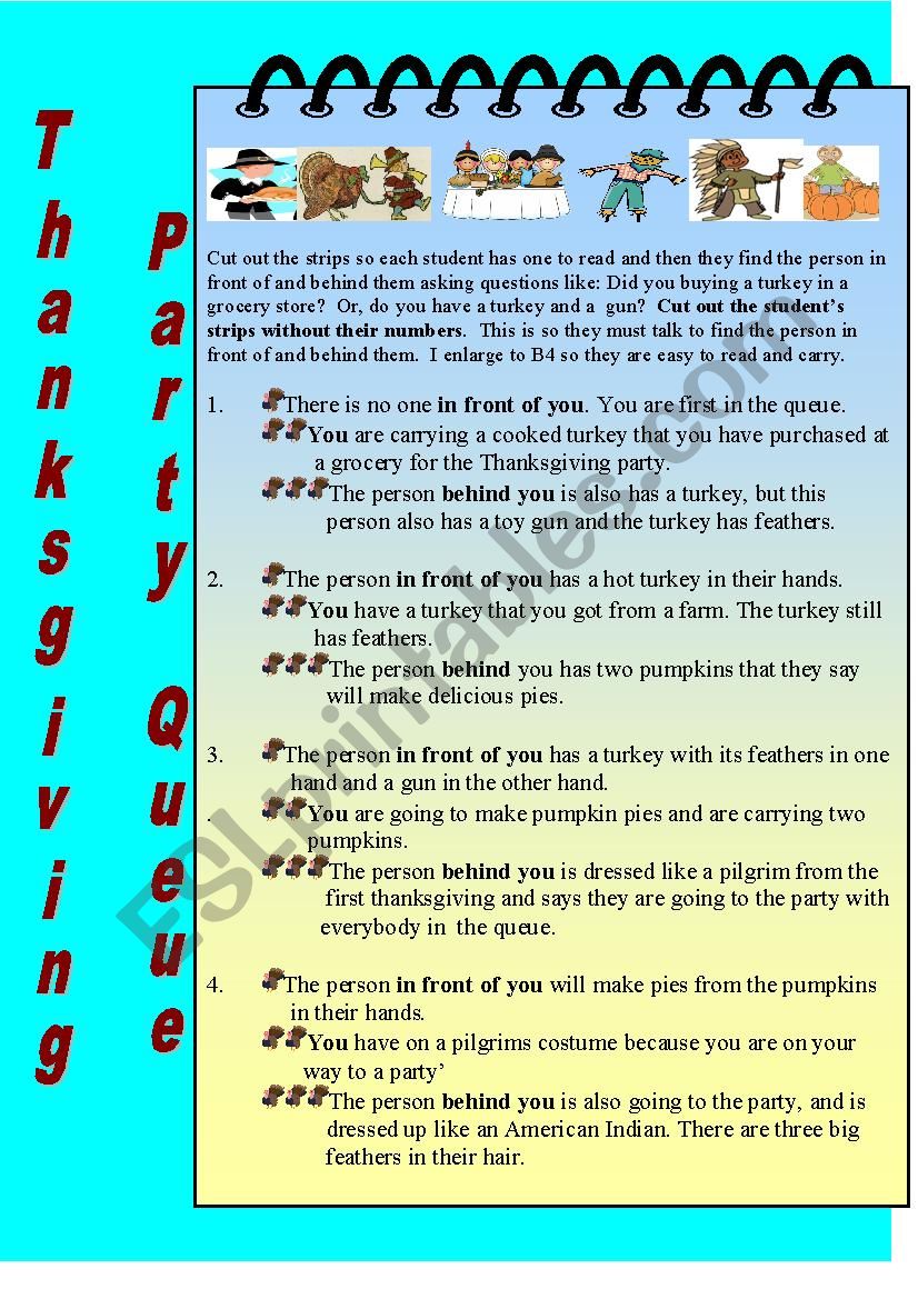 Thanksgivings Queue worksheet