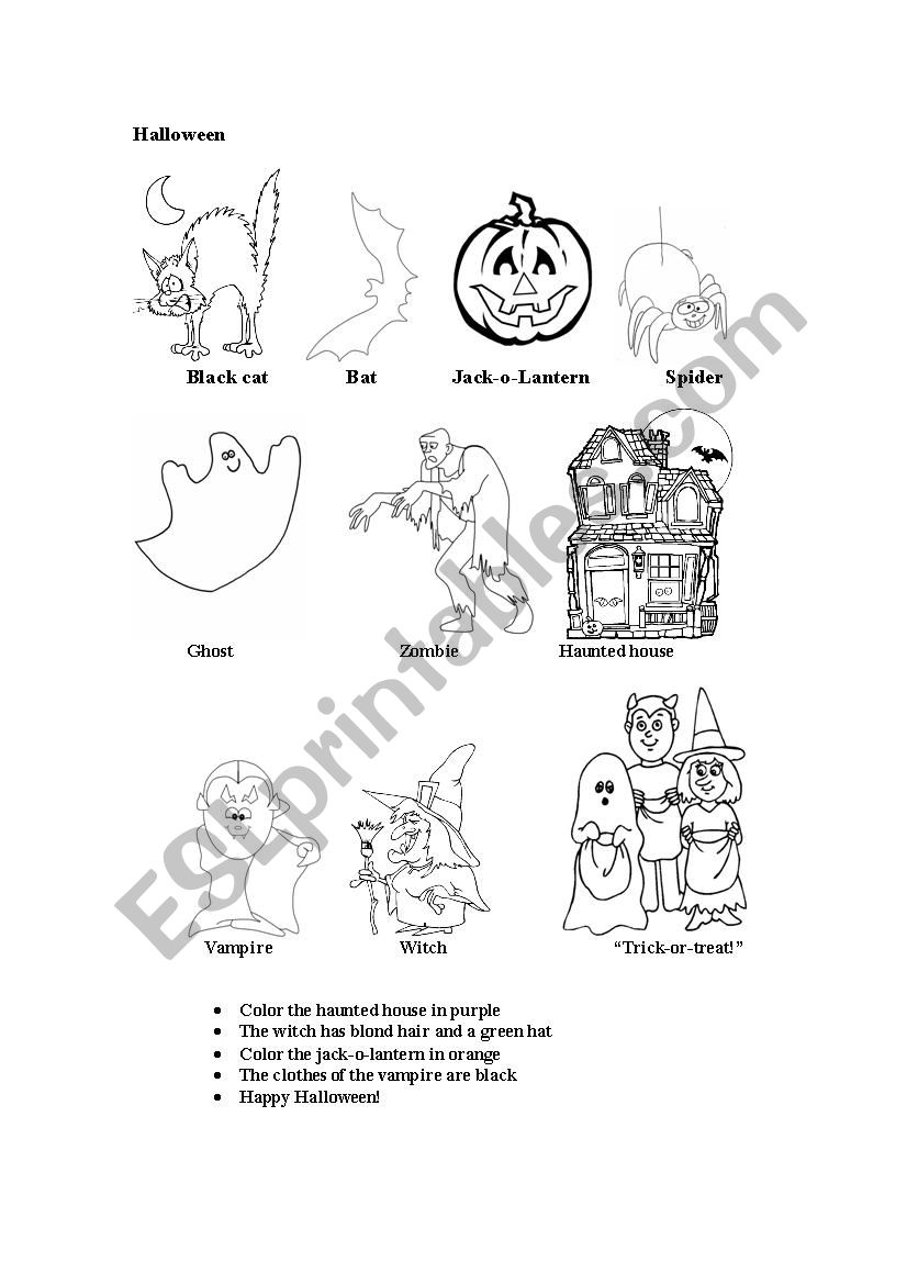 Coloring exercice on Halloween