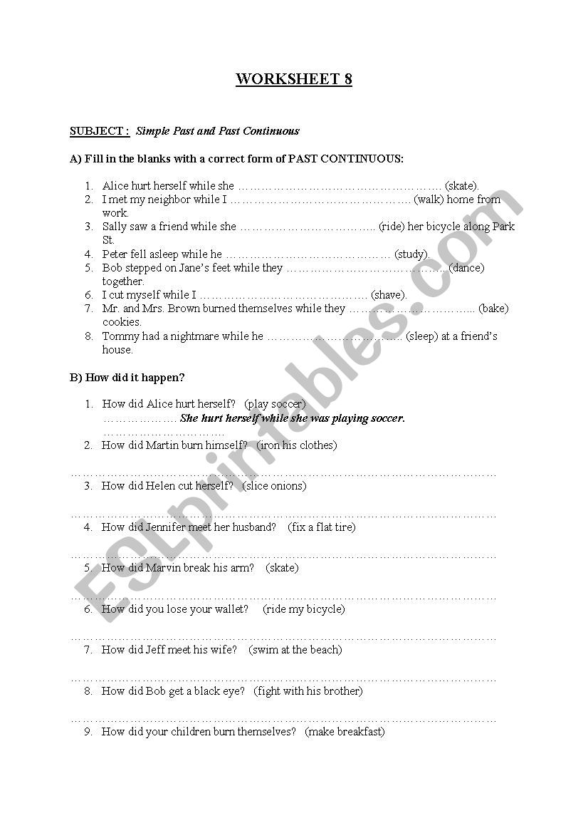 Simple Past & Past Continous worksheet