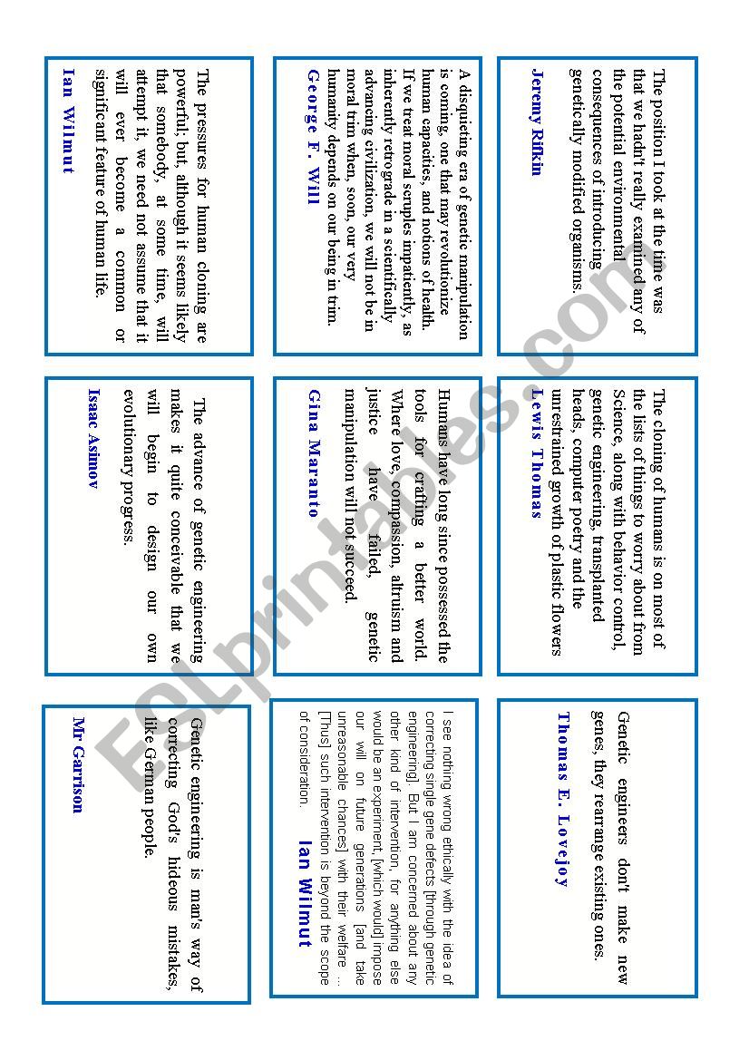 Genetic engineering quotes worksheet