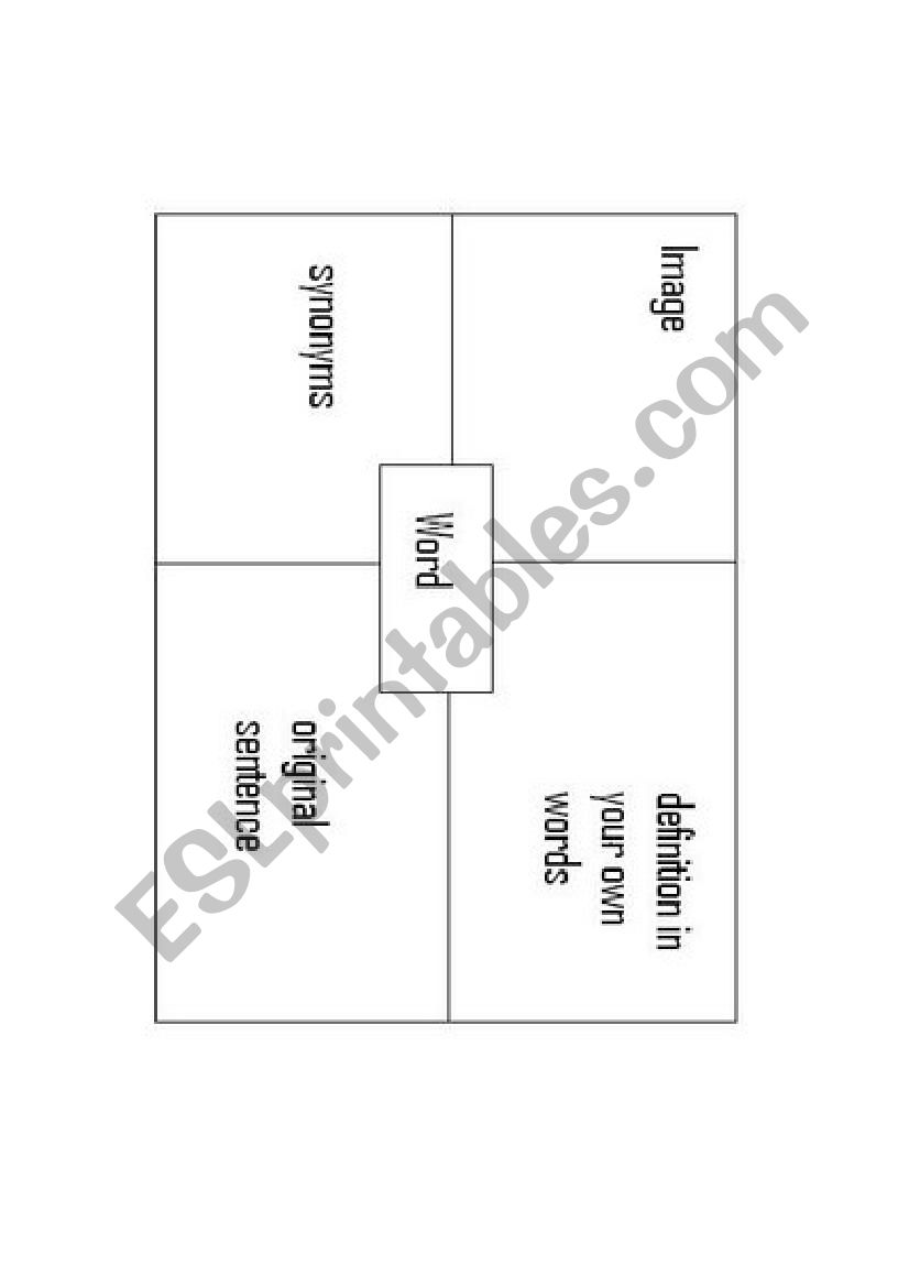 Vocab Squares worksheet