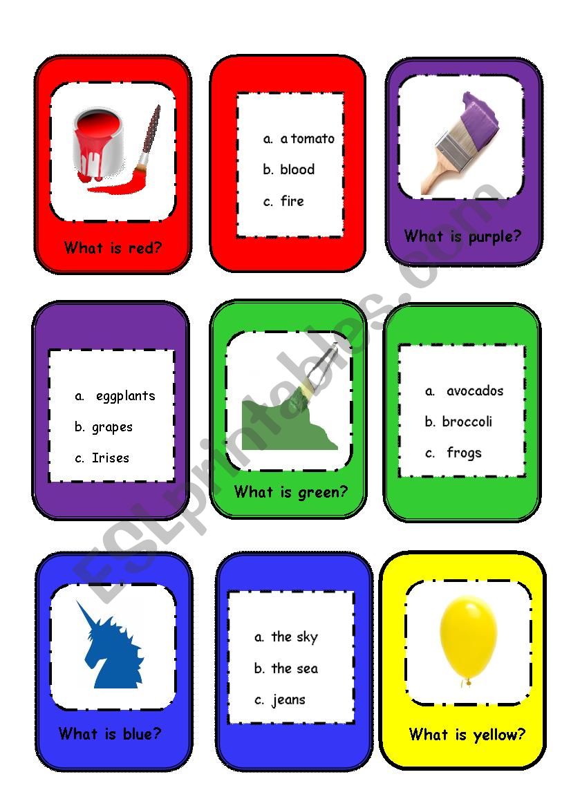 Color Card Game worksheet