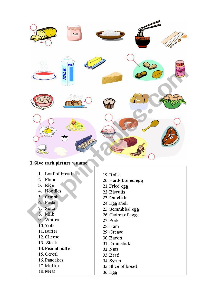 Food Part 1 worksheet