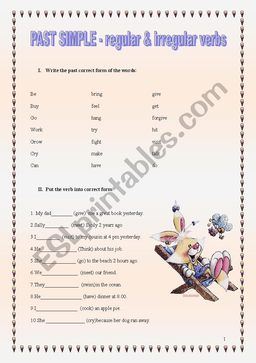 PAST SIMPLE - REGULAR & IRREGULAR VERBS with nice pictures