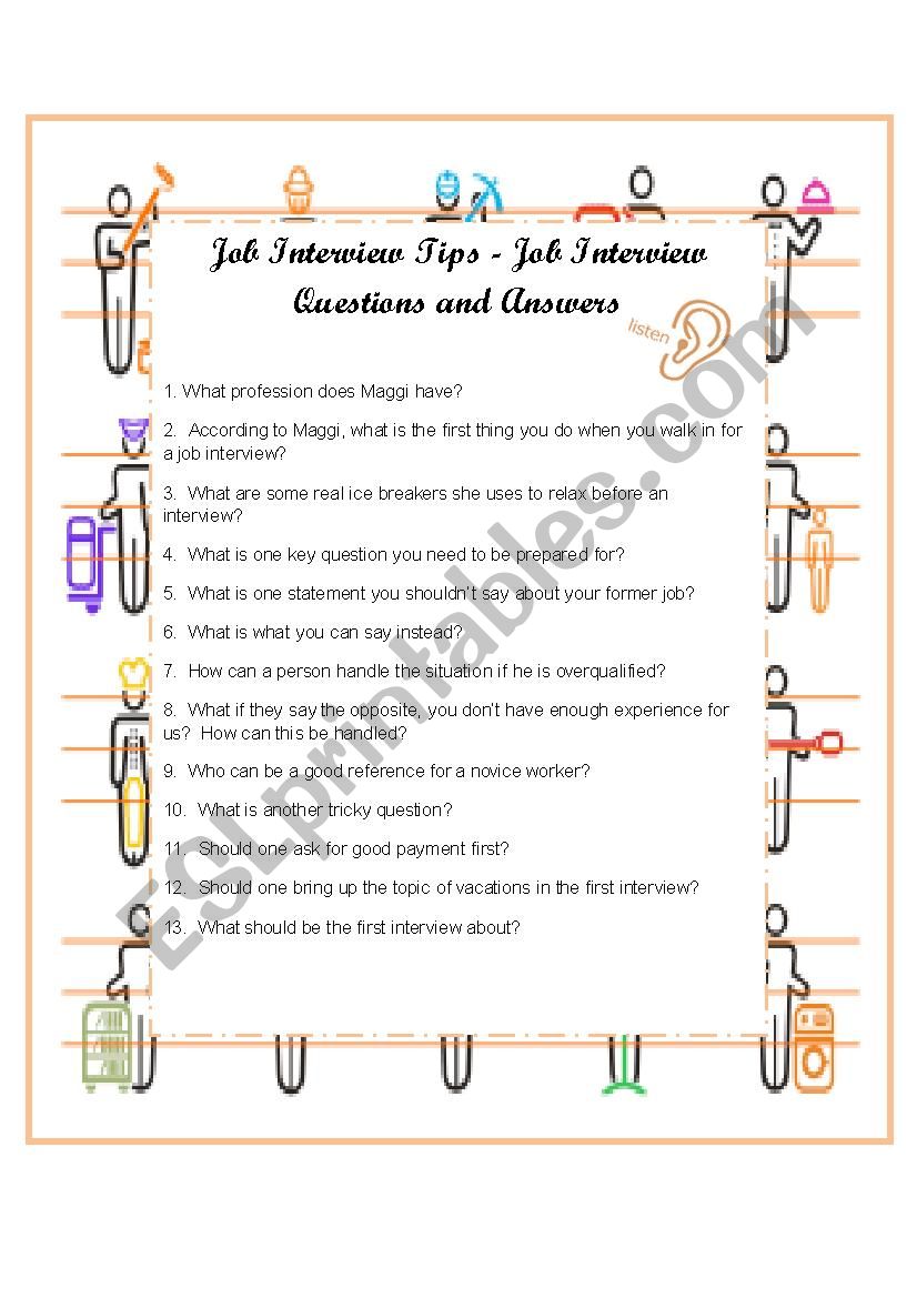 Job Interview Tips Listenig Exercise