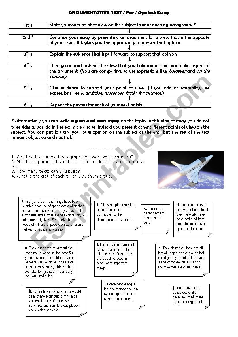 argumentative essay topics space exploration