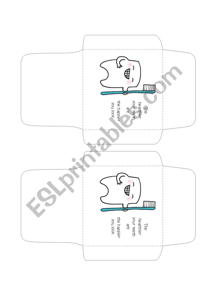 teeth care envelops and cards worksheet