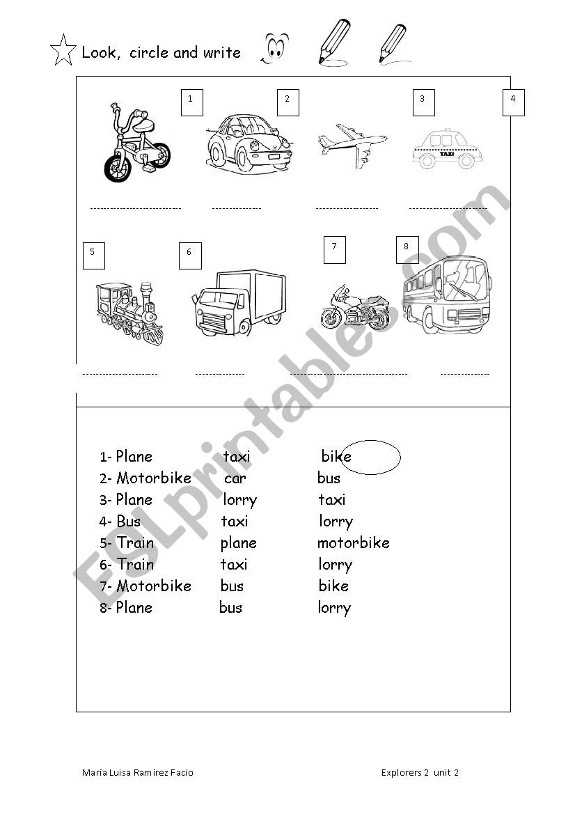 Look  circle and write worksheet