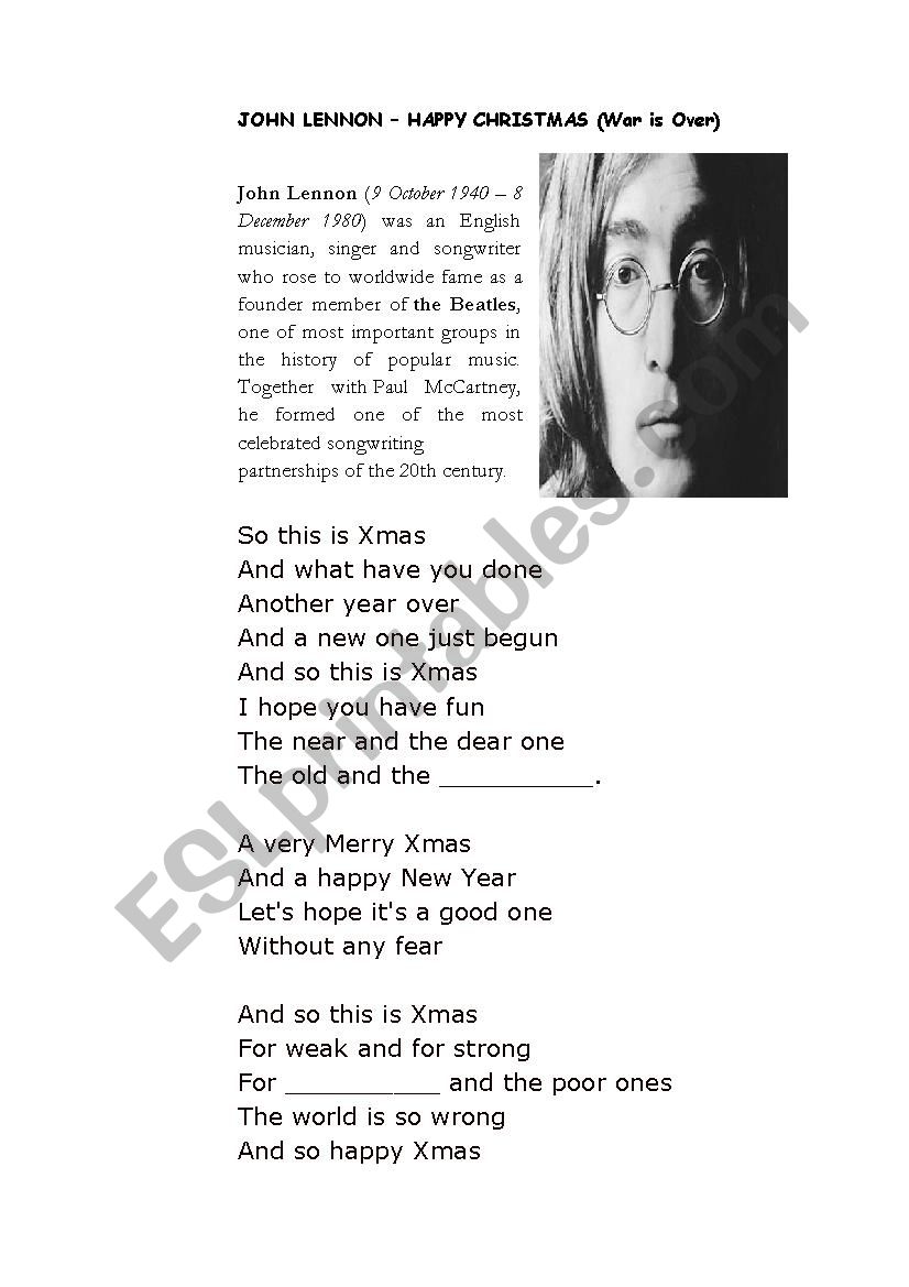 JOHN LENNON - Happy Cristmas (War is Over).