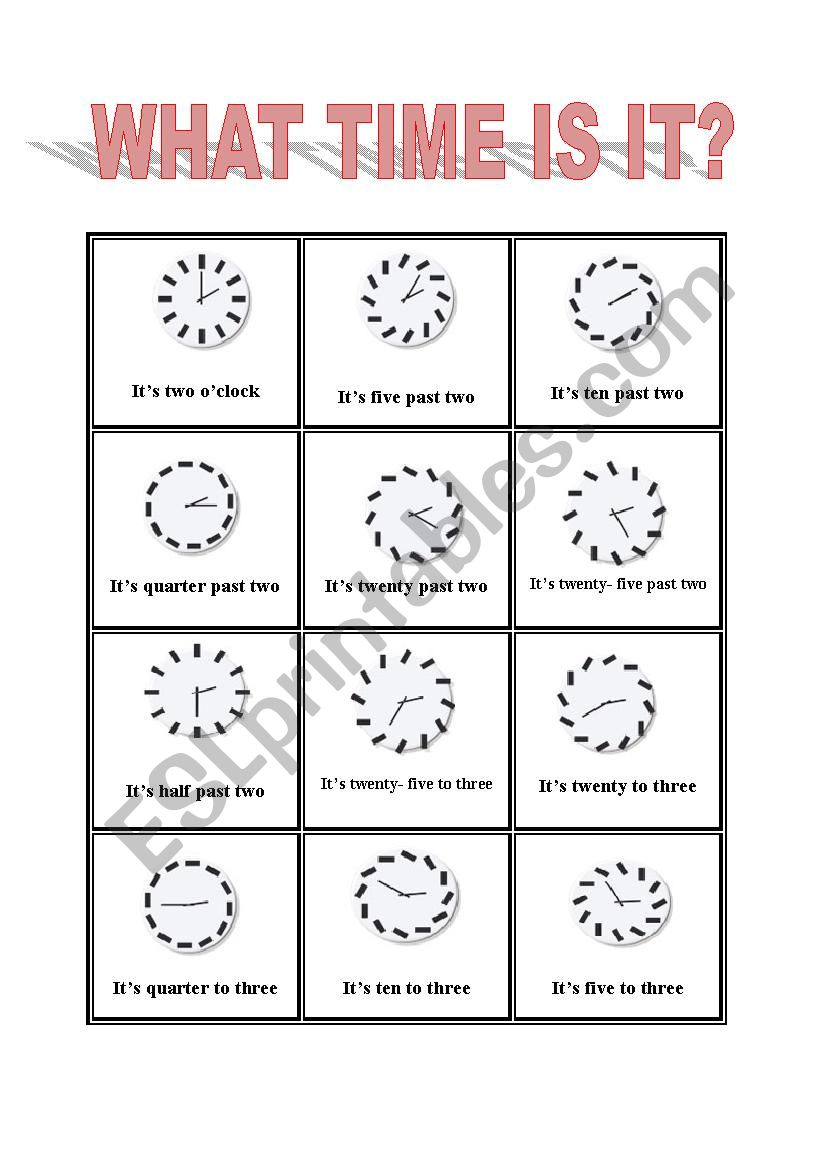 Chasing time worksheet