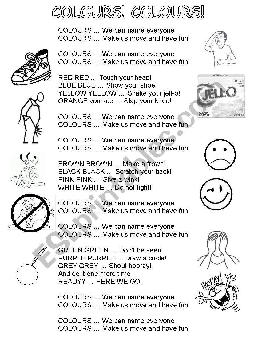 Colours! Colours! (song) worksheet