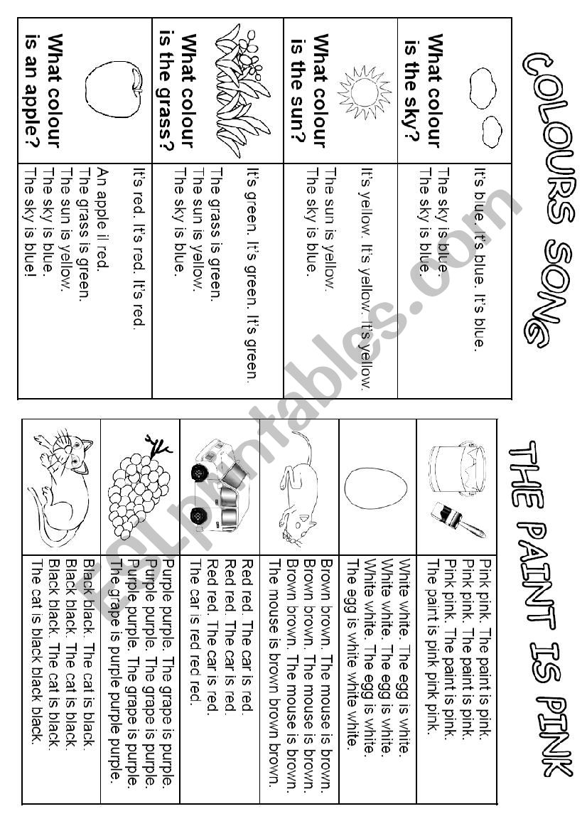 Colours songs 2 worksheet