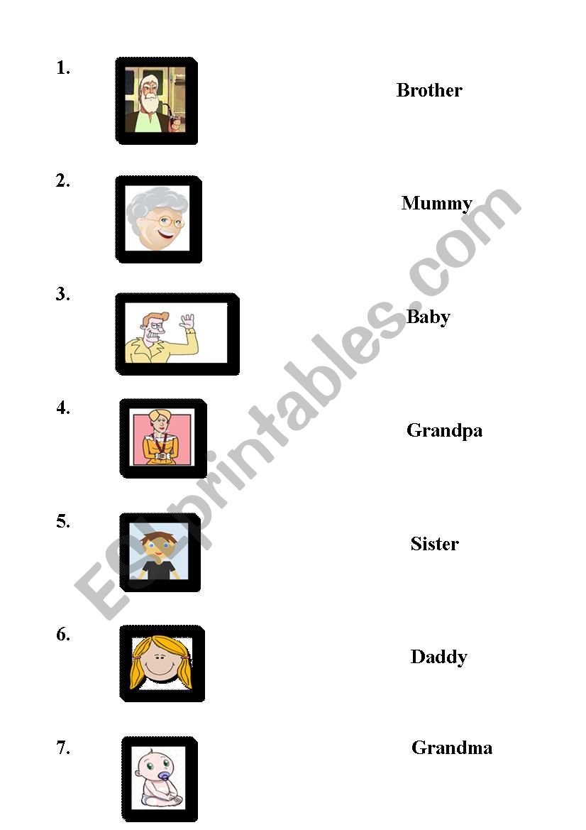 Family Members worksheet