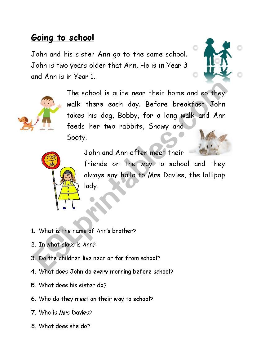 Comprehension worksheet