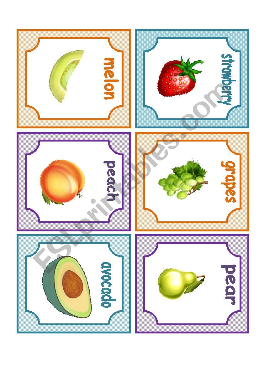 fruits flashcards worksheet