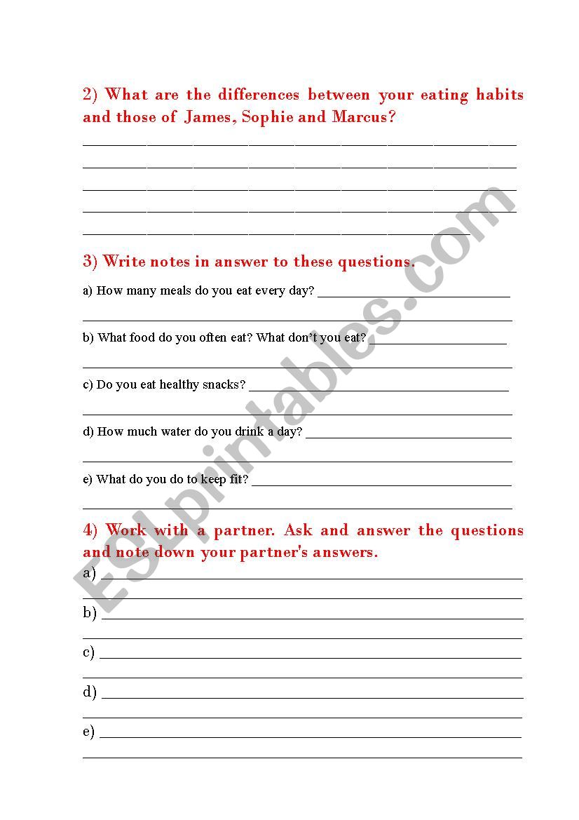 American Food worksheet