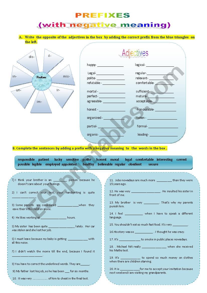 prefixes with negative meaning