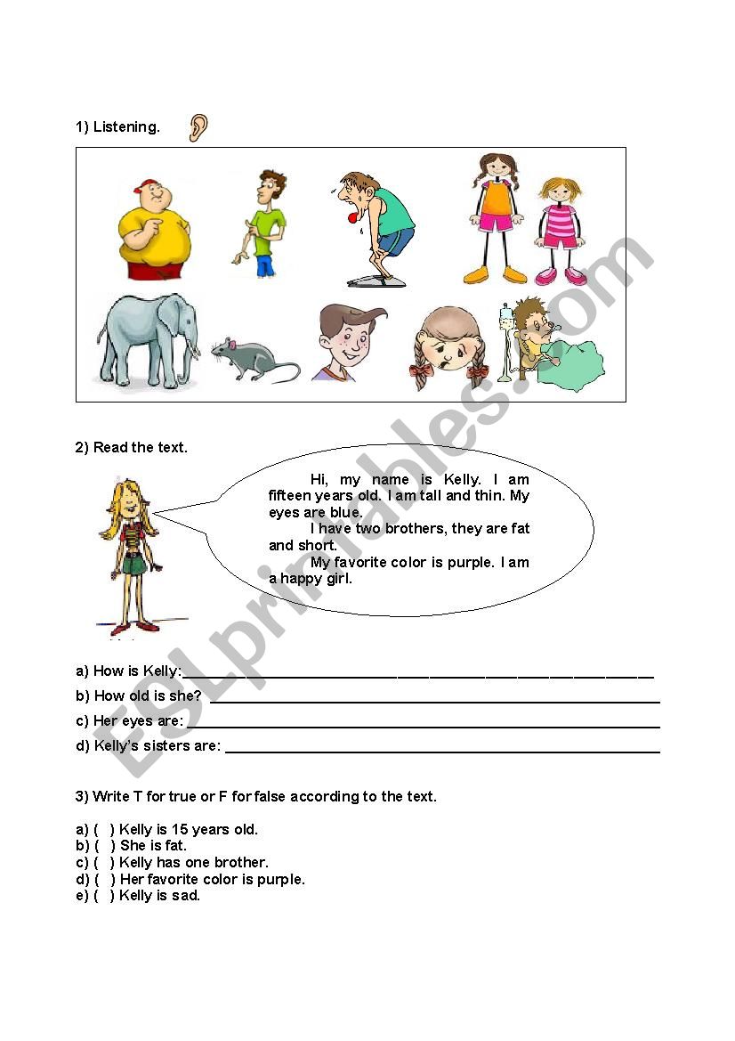 Body and Adjectives worksheet