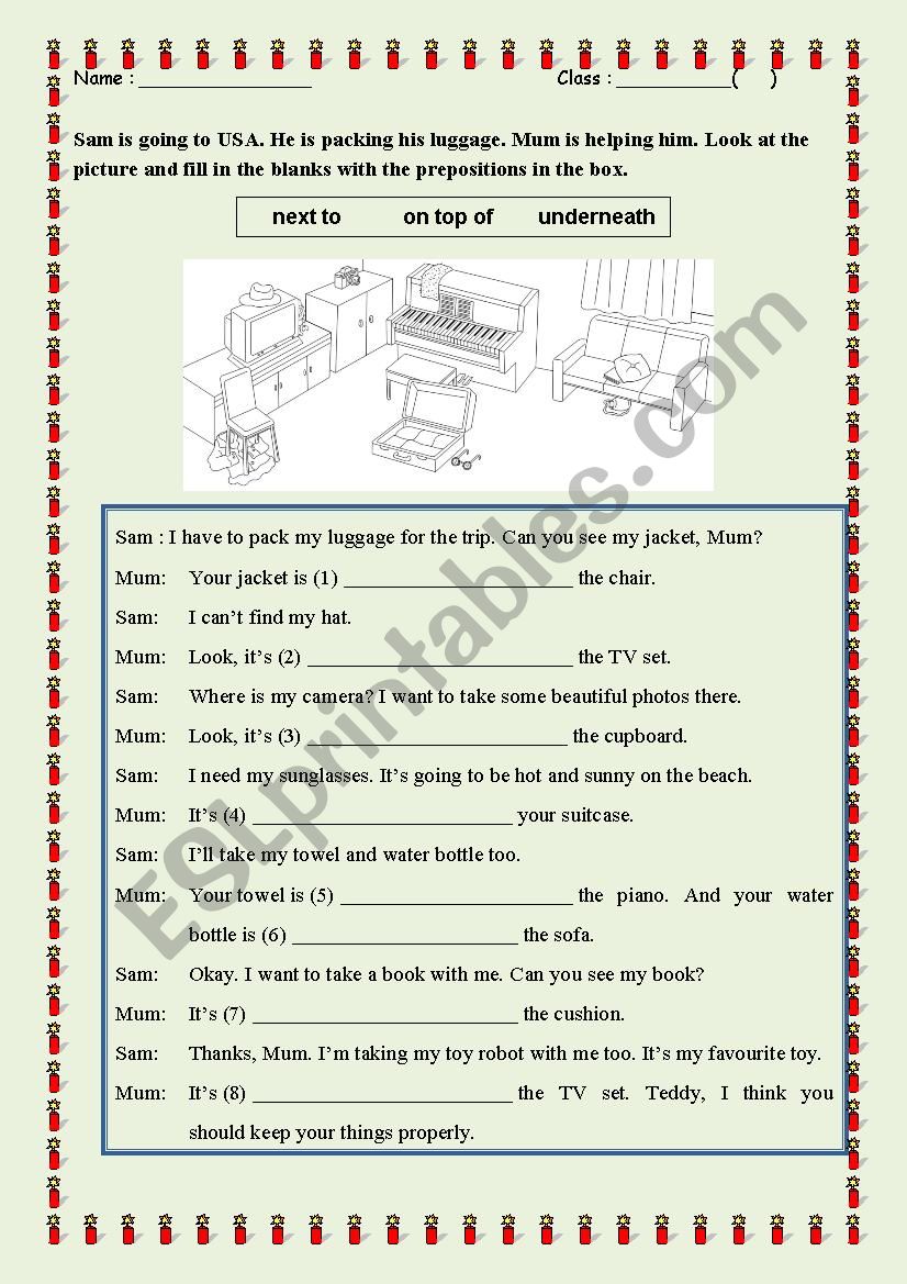 Preposition worksheet