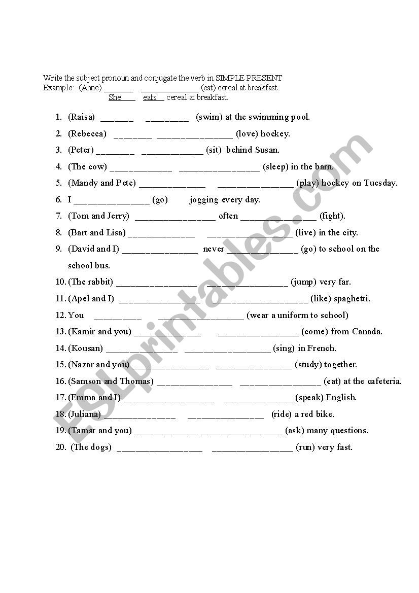 Simple Present and Subject Pronouns